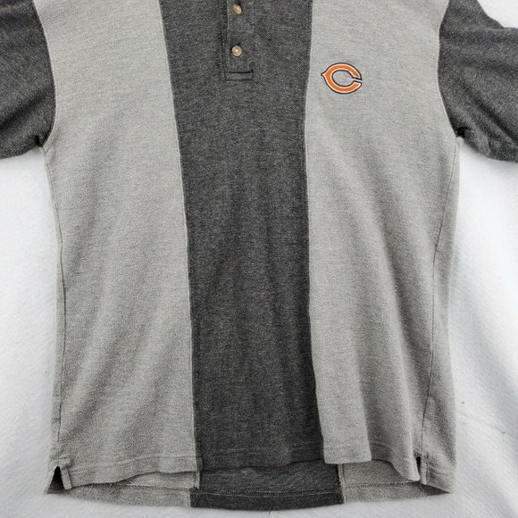 CHICAGO BEARS Shirt Men’s Short Sleeve Striped Polo NFL Gray Large - Picture 4 of 11